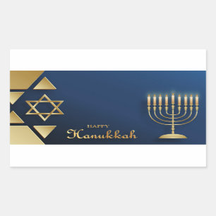 Pegatina Rectangular Feliz Hanukkah