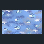 Pegatina Rectangular Feliz Hanukkah cayendo estrellas y sueños<br><div class="desc">Está viendo la colección de diseño de Lee Hiller. Coleccionista,  ropa,  regalos y objetos de colección Lee Hiller Photography o colección de arte digital. Puedes ver su fotografía de la naturaleza en http://HikeOurPlanet.com/ y seguir su blog de senderismo dentro del Parque Nacional de Hot Springs.</div>