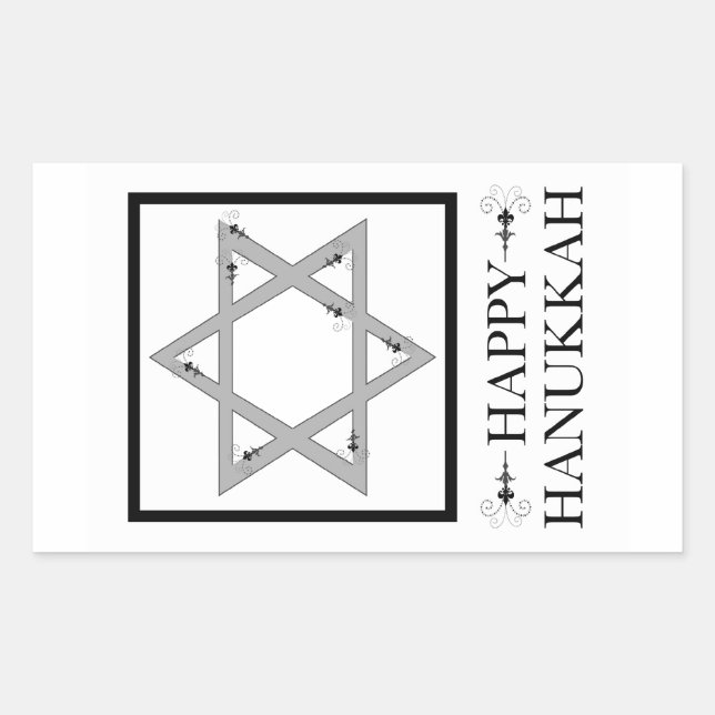 Pegatina Rectangular feliz hanukkah (estrella de david elegance) (Anverso)