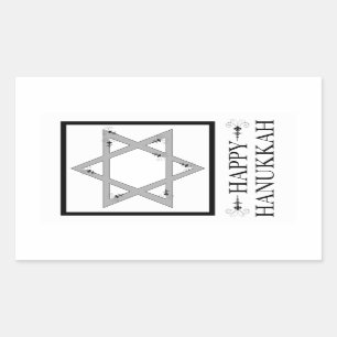 Pegatina Rectangular feliz hanukkah (estrella de david elegance)