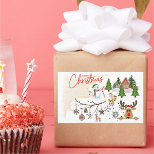 Pegatina Rectangular Feliz Navidad