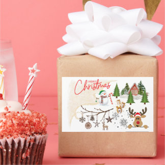 Pegatina Rectangular Feliz Navidad