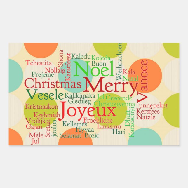 Pegatina Rectangular Feliz Navidad (Anverso)