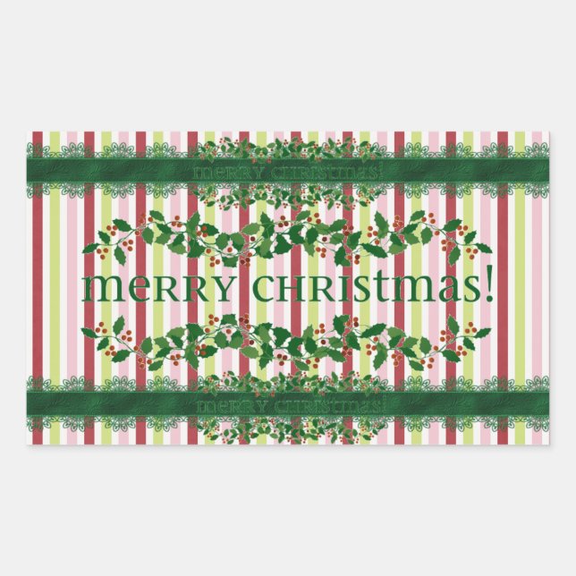 Pegatina Rectangular Feliz Navidad (Anverso)