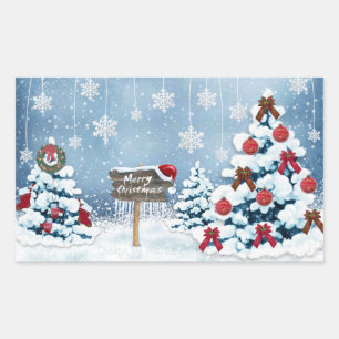 Pegatina Rectangular Feliz Navidad