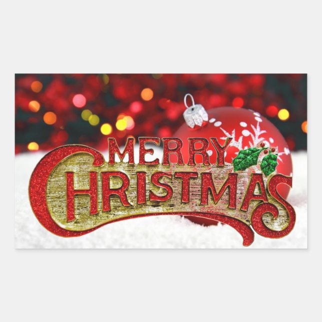 Pegatina Rectangular Feliz Navidad (Anverso)