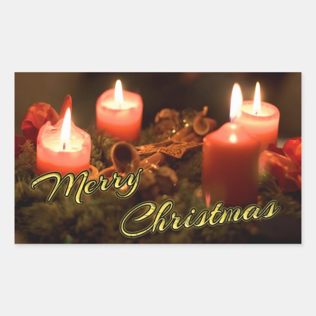 Pegatina Rectangular Feliz Navidad a los Pegatinas con advenimiento (Anverso)
