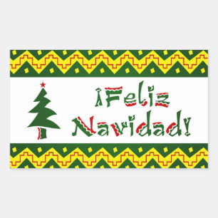 Pegatina Rectangular Feliz Navidad arriba