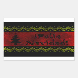 Pegatina Rectangular Feliz Navidad arriba