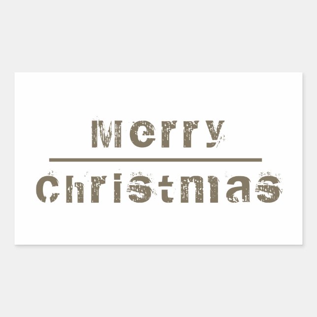 Pegatina Rectangular Feliz Navidad Blanco y Gris Vacaciones (Anverso)