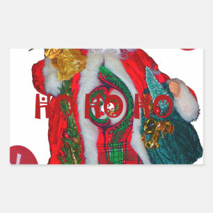 Pegatina Rectangular Feliz Navidad colorido Santa Claus Arte Imprimir