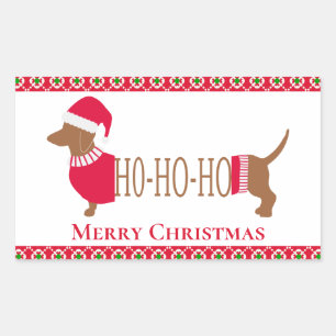 Pegatina Rectangular Feliz Navidad Dachshund Doxie Doxie Dog