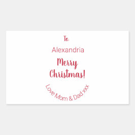 Pegatina Rectangular Feliz Navidad de mamá y papá Minimal