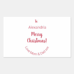 Pegatina Rectangular Feliz Navidad de mamá y papá Minimal