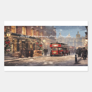 Pegatina Rectangular Feliz Navidad desde Londres