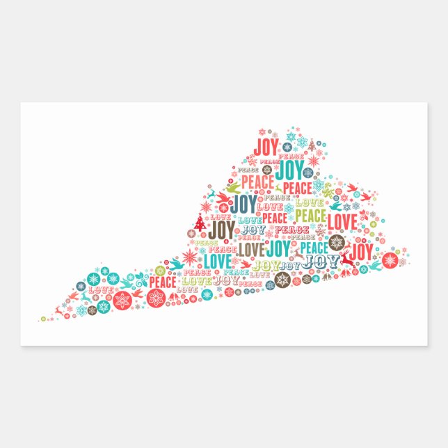 Pegatina Rectangular Feliz Navidad desde Virginia (Anverso)