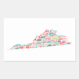 Pegatina Rectangular Feliz Navidad desde Virginia