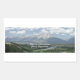 Pegatina Rectangular Feliz Navidad desde Wyoming