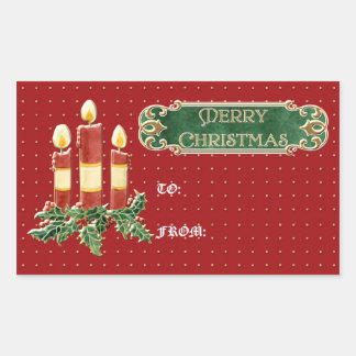 Pegatina Rectangular Feliz Navidad Estrella de Árbol Decorada Swirl