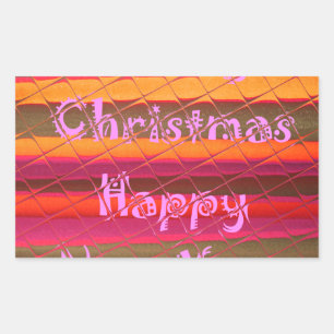 Pegatina Rectangular Feliz Navidad Feliz Año Nuevo Diseño de colores