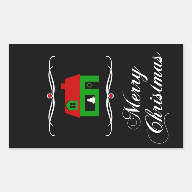 Pegatina Rectangular Feliz navidad (hogar mod) (Anverso)