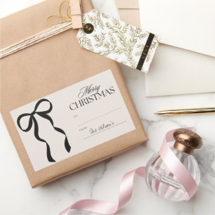 Pegatina Rectangular Feliz Navidad Para y De Nombre Personalizable con