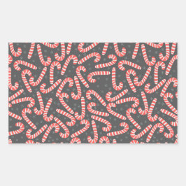 Pegatina Rectangular Feliz Navidad Peppermint Candy Canes Snowflakes