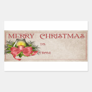 Pegatina Rectangular Feliz Navidad Vela roja