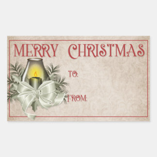 Pegatina Rectangular Feliz Navidad | Vela verde