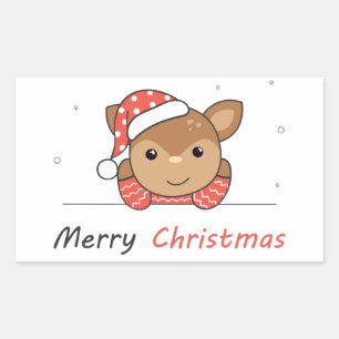 Pegatina Rectangular Feliz Navidad Venado Nieve saludo café Mug