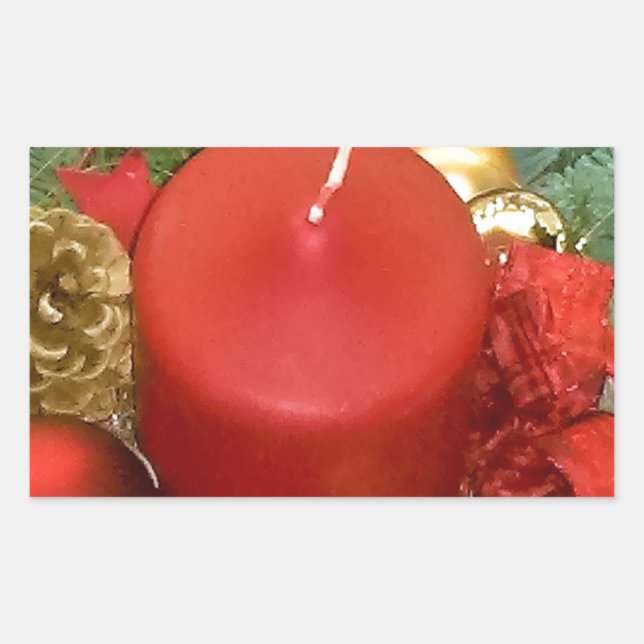 Pegatina Rectangular Feliz Navidad Wreath (Anverso)