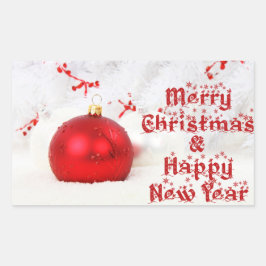 Pegatina Rectangular Feliz Navidad y feliz año nuevo