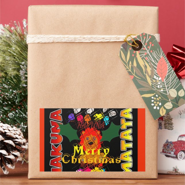 Pegatina Rectangular Feliz Navidad y Feliz Año Nuevo (Vacaciones)