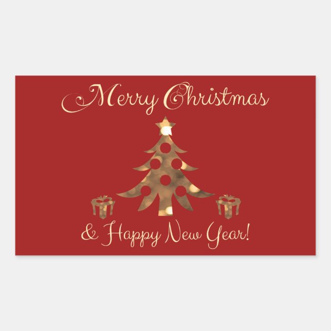 Pegatina Rectangular ¡Feliz Navidad y feliz año nuevo! (Anverso)