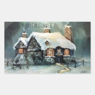 Pegatina Rectangular Feliz Navidad Y Todas Maravillosas Noche De Invier