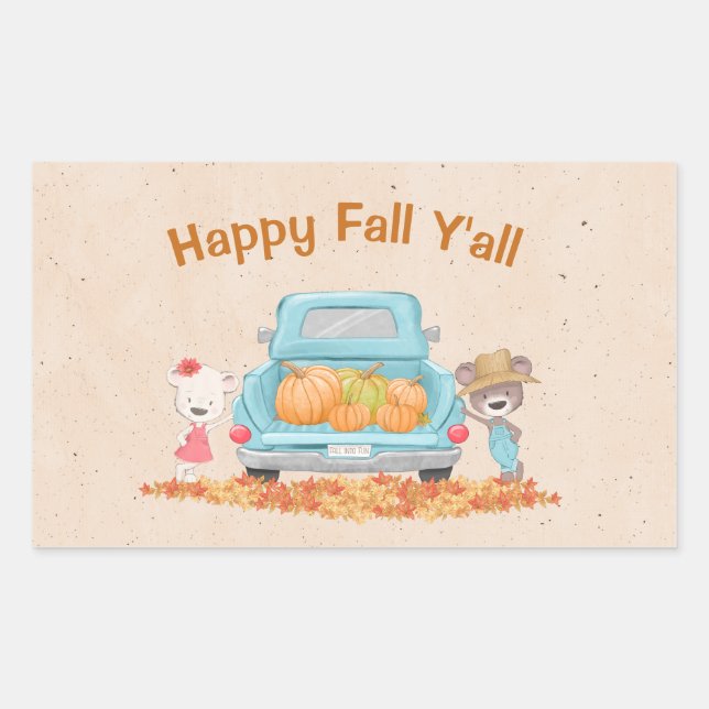 Pegatina Rectangular Feliz otoño todos los Personalizados Mensajes de t (Anverso)