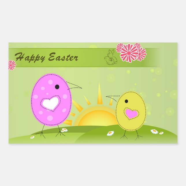Pegatina Rectangular Feliz Pascua (Anverso)