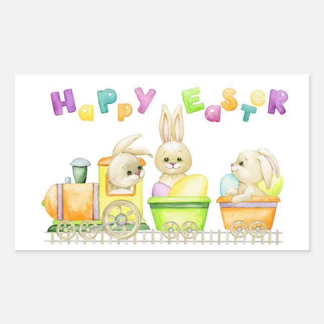 Pegatina Rectangular Feliz Pascua (Anverso)