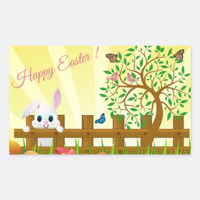 Pegatina Rectangular Feliz Pascua (Anverso)