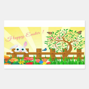 Pegatina Rectangular Feliz Pascua