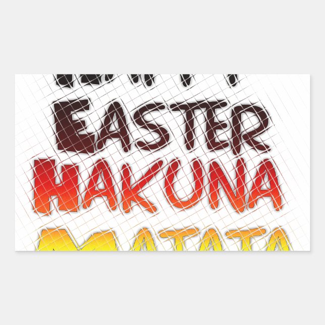 Pegatina Rectangular Feliz Pascua: Diseño de Arte Textual Hakuna Matata (Anverso)