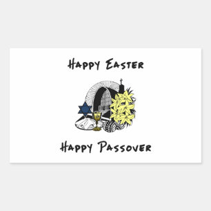 Pegatina Rectangular Feliz Pascua Interreligiosa y Pascua