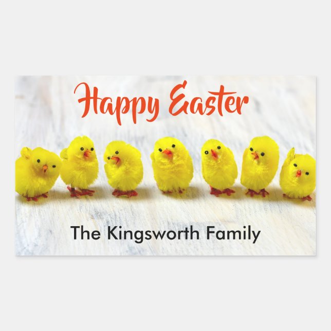 Pegatina Rectangular Feliz Pascua personalizada (Anverso)