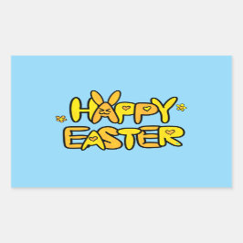Pegatina Rectangular Feliz Pascua Sunny Springtime