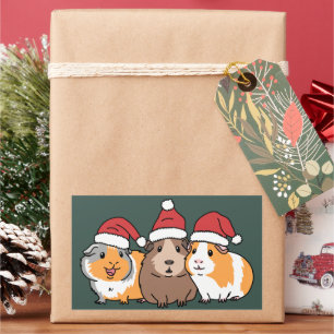 Pegatina Rectangular Feliz Pigmas Cuy Navidad Amante de los Animales