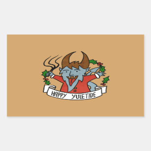Pegatina Rectangular Feliz Yuletide Krampus