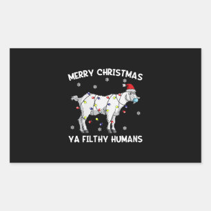 Pegatina Rectangular Femeninas Feliz Navidad Cabra Face Mask Goat Santa