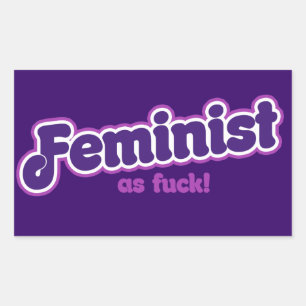 Pegatina Rectangular Feminista en púrpura
