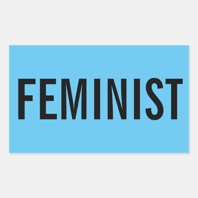 Pegatina Rectangular Feminista, texto negro en negrita sobre pegatinas  (Anverso)