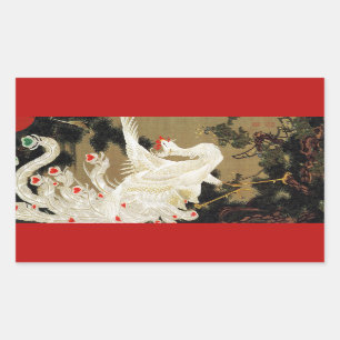 Pegatina Rectangular FENIX AMOR VOLANDO, Plumas, Corazones Día de San V
